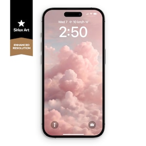 Sfondo per telefono con nuvole rosa morbide e soffici / Nuvole rosa calme e sognanti / Nuvole di cotone gonfie e arte elegante / Sfondo spensierato con amore per se stessi