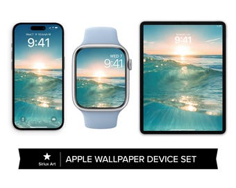 Sunrise Wave Wallpaper Set: Ocean Sky for Apple Devices (Digital Download)