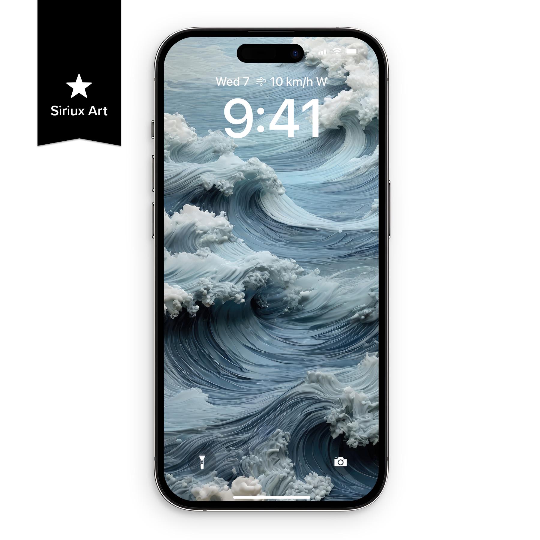 Floating Phone Background Ocean Wave Sculpt Phone Wallpaper: Sea Splash Background (digital ...