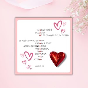 Spanish Christian Valentines Gift Tags , Bible Scripture Cards, John 3:16 Valentine Favor, Sunday School Valentine , Church Classroom PDF