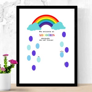 LDS Spanish I Like to Look for Rainbows - 2025 Primary LDS Baptism for boy or girl , mi bautizo, Baptism Guest Thumbprint Keepsake