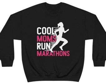 Cool Mom Marathon Runner Unisex Heavy Blend Crewneck Sweatshirt - Gift for Runner and Triathlete Moms - S-5XL