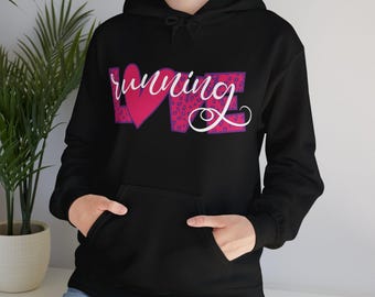 Love Running Hoodie, Fitness Sweatshirt, Exercise Jacket, Workout Pullover, Athlete Gift