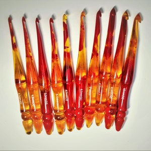 Crochet, Crochet Hooks, Crochet Hook Set Ergonomic Hook Set, Orange Yellow Crochet Hook, Glitter Crochet Hook - Knitting Crochet