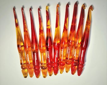 Crochet, Crochet Hooks, Crochet Hook Set Ergonomic Hook Set, Orange Yellow Crochet Hook, Glitter Crochet Hook - Knitting Crochet