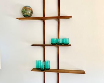 Mid century modern walnut wall shelves