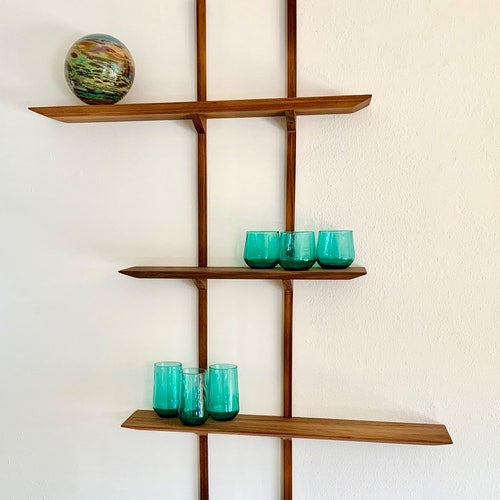 Mid Century Modern Walnut Wall Shelves Etsy