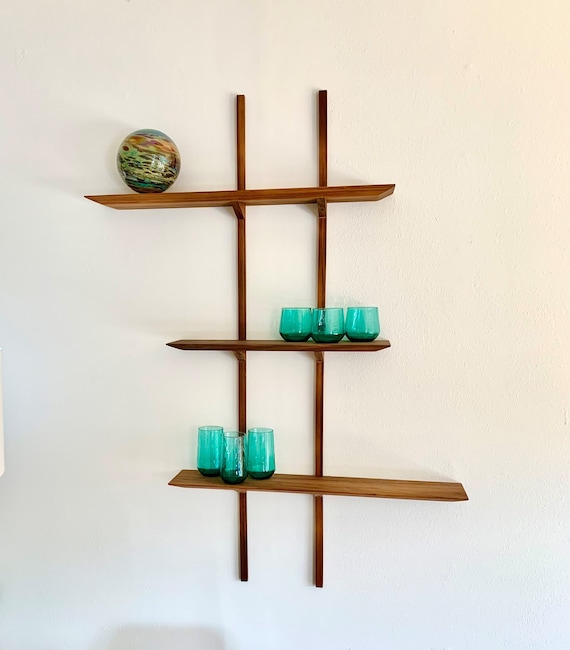 Mid Century Modern Walnut Wall Shelves Etsy