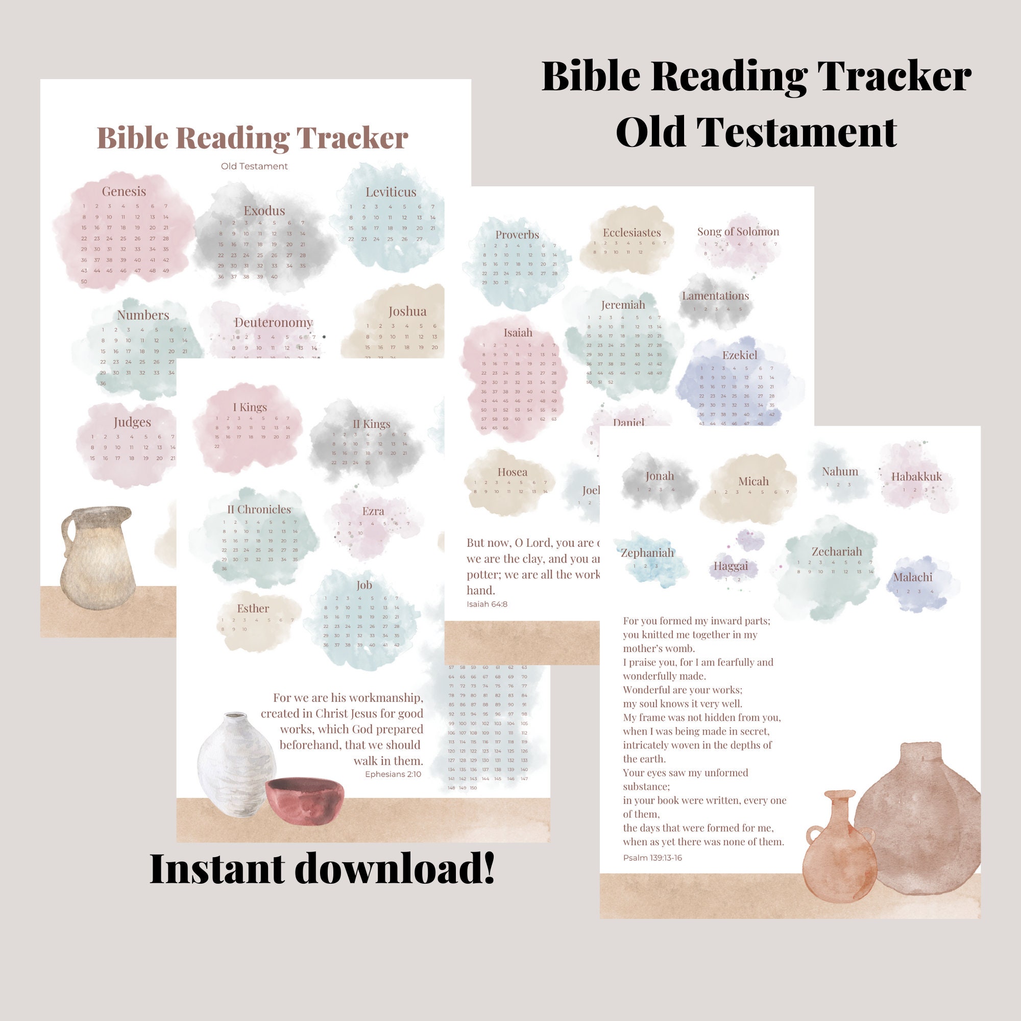 Bible Reading Tracker, Bible Study Planner, Printable, Instant Download ...