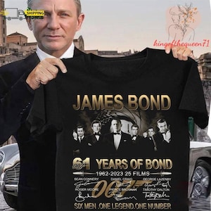 007 James Bond 61Th Anniversary 1962-2023 Signatures Movie Shirt, Action Tee, James Bond 007 Unisex Tshirt, Popular Movie, Daniel Craig