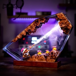 Teemo Resin Lamp, League Of Legends Scout Mushroom LED Night Light, Handmade Epoxy Diorama Desk Lamp Gift, Gaming Decor