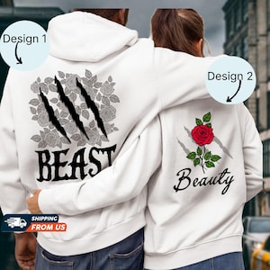 Beauty And The Beast Couple Hoodie, Disney Couple Sweatshirt, Her Beast His Beauty, Unisex Couple Matching Hoodie, Valentines Day Gift