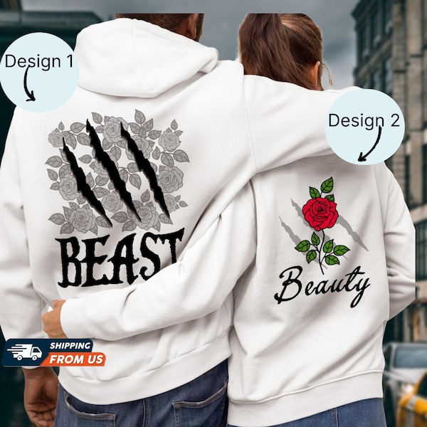 Beauty And The Beast Couple Hoodie, Disney Couple Sweatshirt, Her Beast His Beauty, Unisex Couple Matching Hoodie, Valentines Day Gift