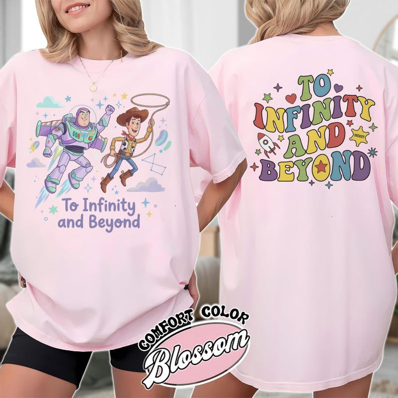 Disney Comfort Colors Shirt 2-Sided, Toy Story To Infinity & Beyond Wash Tee, Buzz Lightyear Woody Distressed Shirt, Disney Trip Outfit