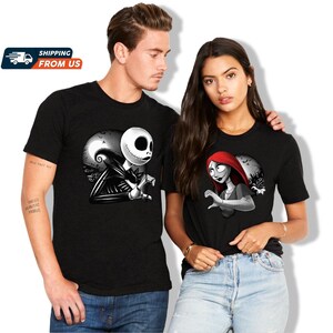 Jack And Sally Couple Hoodie, Jack Skellington Halloween Couples Shirt, Disney His And Hers Sweatshirts, Happy Valentines Day Shirts