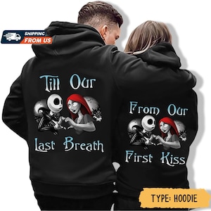 Jack Skellington And Sally Couple Shirt, Nightmare Halloween Couple Hoodies, His And Hers Sweatshirts, Disneyland Valentines T-Shirts
