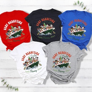 Camiseta personalizada de cruceros Very Merry Time 2024, camiseta de crucero de Mickey y sus amigos, camisetas navideñas familiares de cruceros de Disney, vacaciones de Navidad