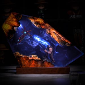 Iron Man Resin Lamp, Super Hero Resin Lamp, Custom Wood Lamp, Night Light Lamp, Custom Figure Resin, Gaming Room Decor, Gift For Him