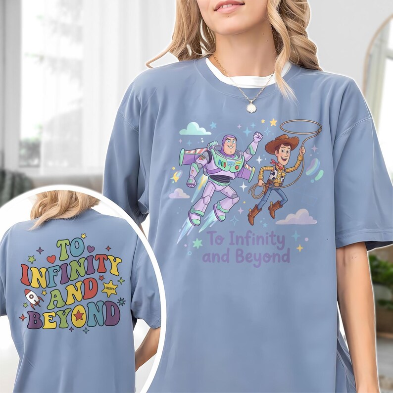 Disney Comfort Colors Shirt 2-Sided, Toy Story To Infinity & Beyond Wash Tee, Buzz Lightyear Woody Distressed Shirt, Disney Trip Outfit