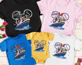 Disney Cruise 2026 Family Shirt, Custom Name Mickey Minnie Boat Trip T-Shirt, Matching Family Vacation Tee, Baby Disney Onesie Outfit