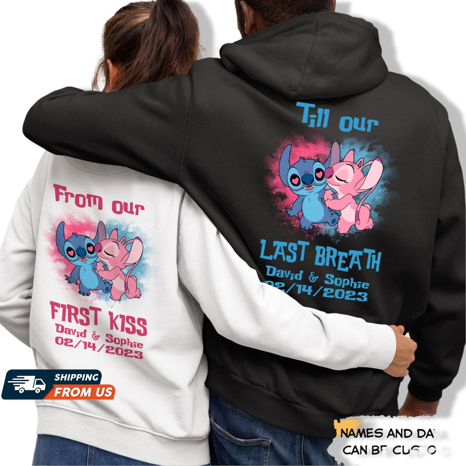 Stitch and Angel Couple Hoodies, From Our First Kiss Till Our Last