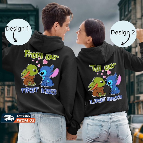 Stitch And Baby Yoda Couple Hoodies, Best Friends Couple Shirts, Matching  Valentine Shirt, First Kiss Last Breath Shirt, Stitch Hoodie