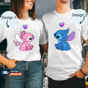 Stitch And Angel Hoodie, Valentine Couple Matching Hoodies, Her Stitch His Angel Couple Shirt, Disney Mr And Mrs Couple Sweatshirt