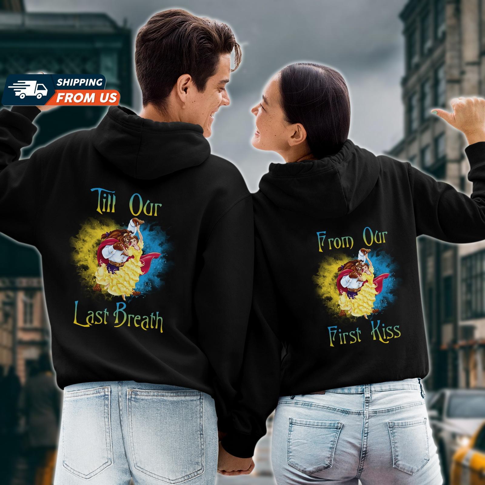 Beauty And Beast Couple Hoodies, Disney Valentine Shirts, Couples Disney Shirt, Disney Honeymoon Trip, Princess Belle Shirt