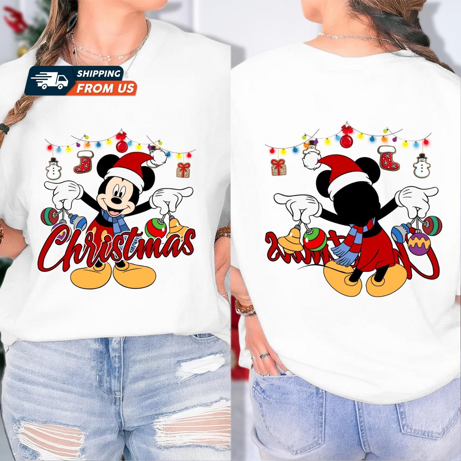 Discover Double Sided Mickey Christmas T-Shirt with Disney Mickey and Friends Holiday Design