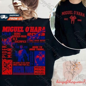 Two Sided Spider Man Miguel O Hara Trendy Shirt, Avenger Superhero Crewneck Sweatshirt, Peter Parker Shirt, Spiderman Unisex Tshirt