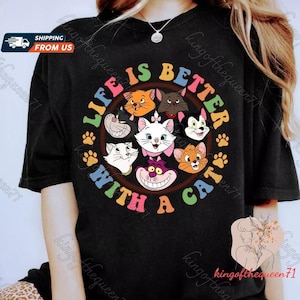 Disney Cats Aristocats T-Shirt, Disney Aristocats Sweatshirt, Disneyland Cat Shirt, Marie Toulouse Berlioz Figaro Cheshire Shirt