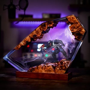Spider Man Night Light, Comics Superhero Resin Art Lamp, Gift For Him, Room Decor, Custom Figure Epoxy, Desk Decor, Gaming Room Decor