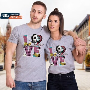 Disney Jack And Sally Couple Hoodies, Valentine Anniversary Shirt, Matching Shirts, Magic Kingdom Shirt, Her King His Queen Sweatshirt