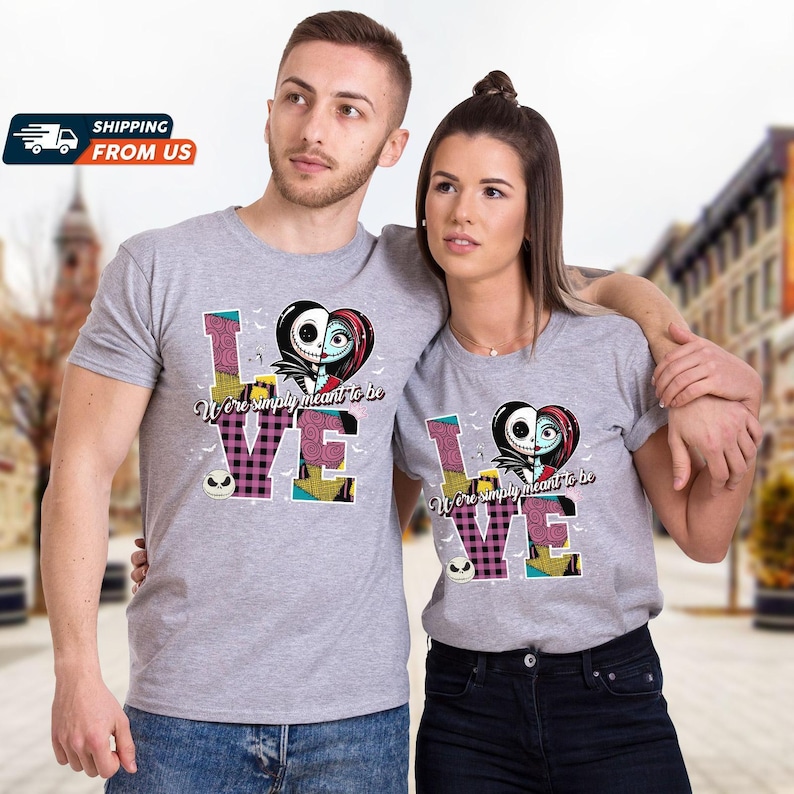 Disney Jack And Sally Couple Hoodies, Valentine Anniversary Shirt, Matching Shirts, Magic Kingdom Shirt, Her King His Queen Sweatshirt