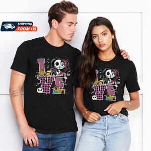 Disney Jack And Sally Couple Hoodies, Valentine Anniversary Shirt, Matching Shirts, Magic Kingdom Shirt, Her King His Queen Sweatshirt