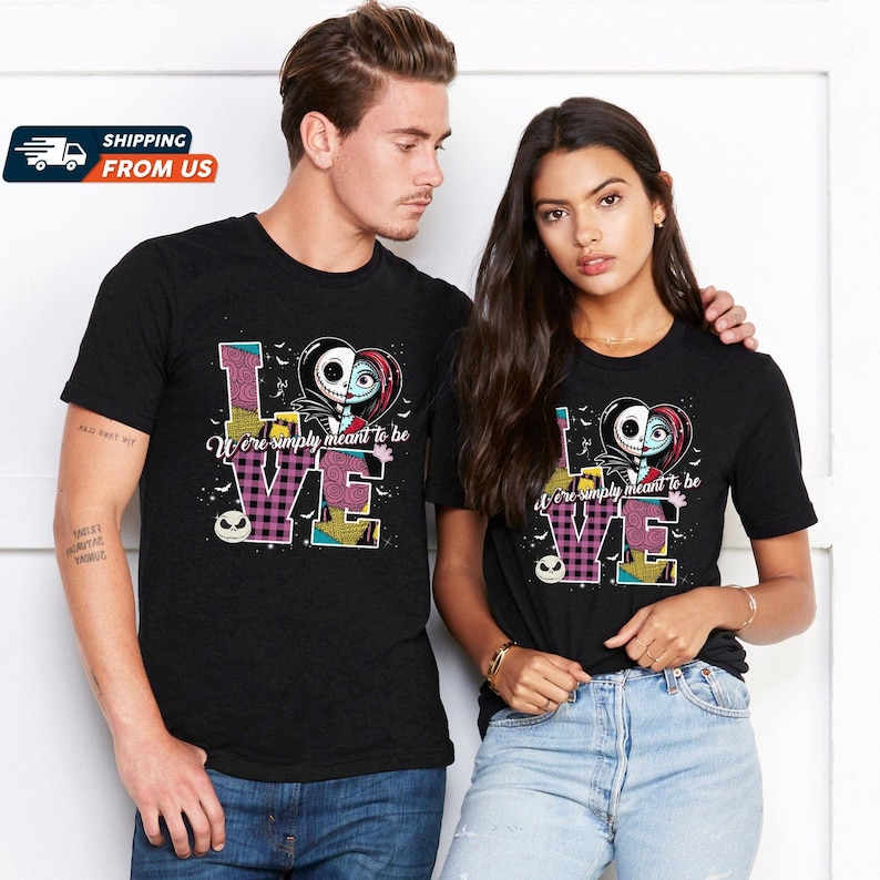 Disney Jack And Sally Couple Hoodies, Valentine Anniversary Shirt, Matching Shirts, Magic Kingdom Shirt, Her King His Queen Sweatshirt