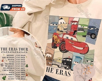 Camiseta de Cars Movie Eras Tour, sudadera de Rayo McQueen, camiseta de Rayo McQueen Doc Hudson, camiseta de viaje a Disney, camiseta de Cars Land