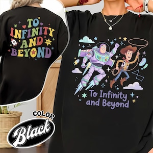 Disney Comfort Colors Shirt 2-Sided, Toy Story To Infinity & Beyond Wash Tee, Buzz Lightyear Woody Distressed Shirt, Disney Trip Outfit