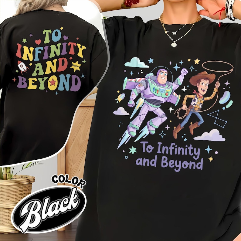Disney Comfort Colors Shirt 2-Sided, Toy Story To Infinity & Beyond Wash Tee, Buzz Lightyear Woody Distressed Shirt, Disney Trip Outfit