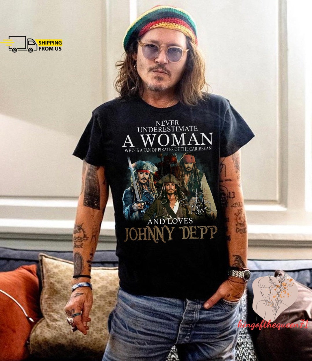 Johnny Depp Tshirt, Never Underestimate A Woman Caribbean Shirt(02)