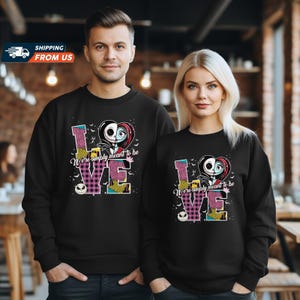Disney Jack And Sally Couple Hoodies, Valentine Anniversary Shirt, Matching Shirts, Magic Kingdom Shirt, Her King His Queen Sweatshirt