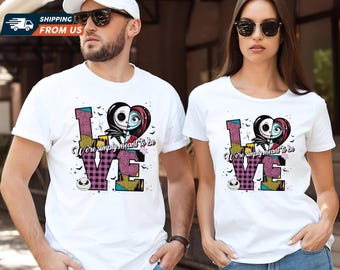 Disney Jack And Sally Couple Hoodies, Valentine Anniversary Shirt, Matching Shirts, Magic Kingdom Shirt, Her King His Queen Sweatshirt