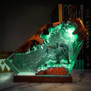 Spider Man Night Light, Comics Superhero Resin Art Lamp, Gift For Him, Room Decor, Custom Figure Epoxy, Desk Decor, Gaming Room Decor