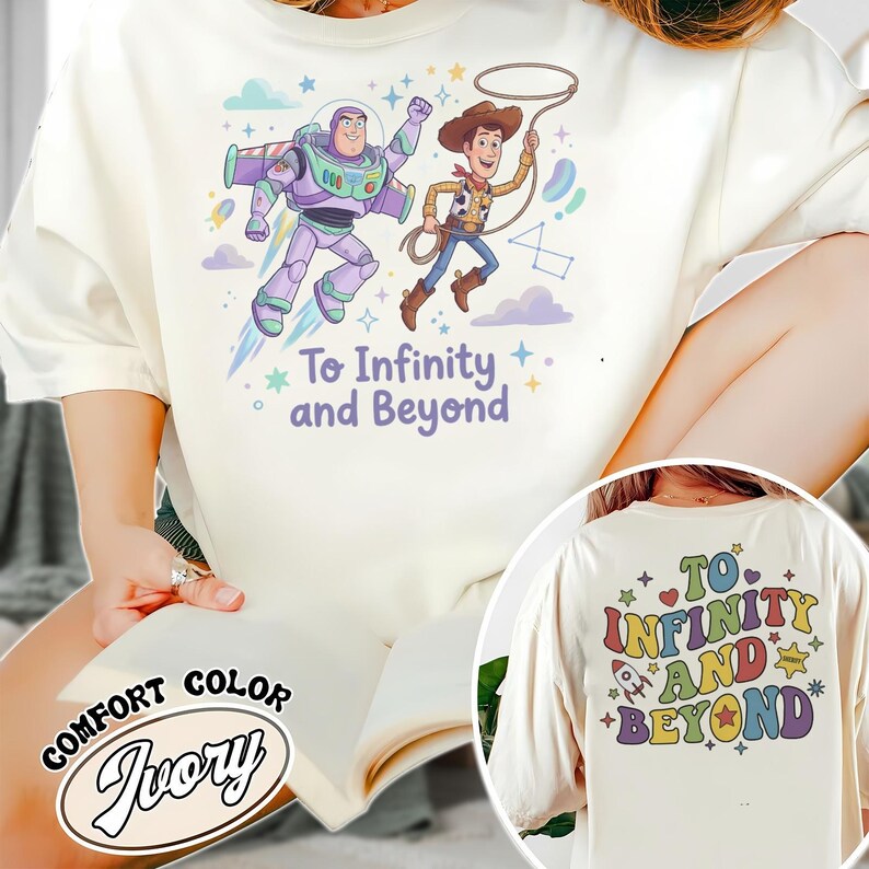 Disney Comfort Colors Shirt 2-Sided, Toy Story To Infinity & Beyond Wash Tee, Buzz Lightyear Woody Distressed Shirt, Disney Trip Outfit