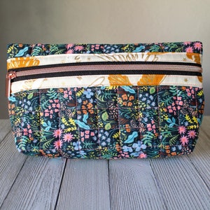 Quilted Zipper Pouch, Boxy Bag, Cosmetic Bag, Rifle Paper Co.
