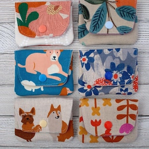Small Snap Wallet, Coin Purse, Ruby Star Society Canvas, Dogs, Florals, Neutrals