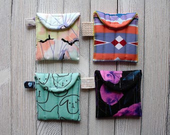 Small Quilted Pouch, Coin Purse, Puffy Pouch, Floral, Roses, Geometrical, Puppies