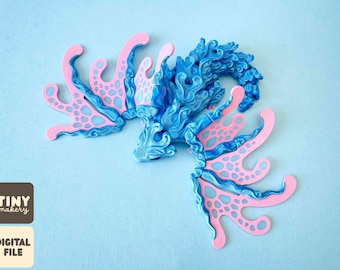 mist dragon — articulated flexi print-in-place STL/3MF digital file for 3D printing