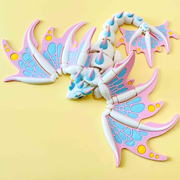 Monarch Dragon: gelede flexi print-in-place STL/3MF digitaal bestand voor 3D-printen