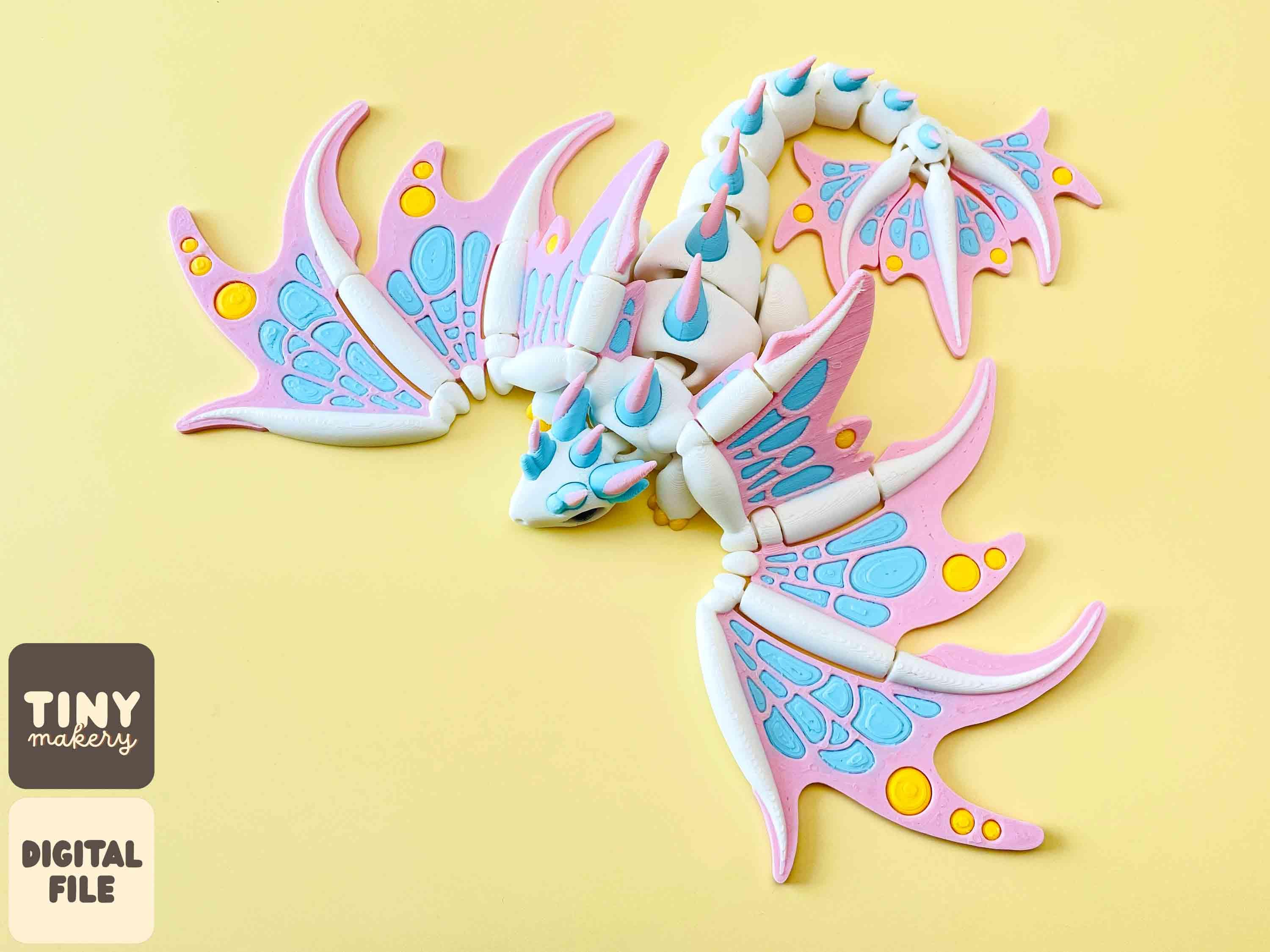 monarch dragon — articulated flexi print-in-place STL/3MF digital file for 3D printing